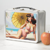 かわいいヴィンテージサマーピンアップ メタルランチボックス (インサイチュ)