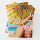 かわいいヴィンテージサマーピンアップ ラッピングペーパーシート (インサイチュ)