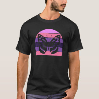かわいいヴィンテージサンセットトレンディーシルエットバタフライ Tシャツ