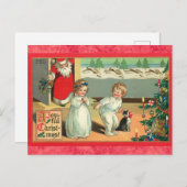 かわいいヴィンテージサンタキッズクリスマス ポストカード (正面/裏面)