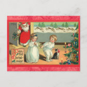 かわいいヴィンテージサンタキッズクリスマス ポストカード (正面)