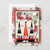 かわいいヴィンテージサンタクリスマスグリーティング ポストカード (正面/裏面)