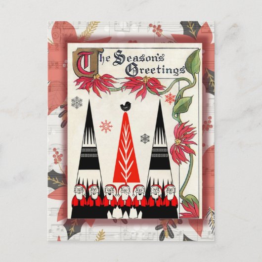 かわいいヴィンテージサンタクリスマスグリーティング ポストカード (正面)