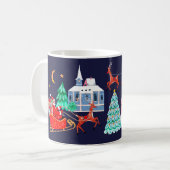 かわいいヴィンテージサンタクリスマスノルディックビレッジ コーヒーマグカップ (正面左)