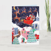 かわいいヴィンテージサンタクリスマスノルディックビレッジ シーズンカード (正面)