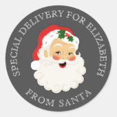 かわいいヴィンテージサンタクロースクラシッククリスマスS ラウンドシール (正面)