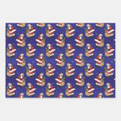 かわいいヴィンテージサンタクロース柄クリスマス ラッピングペーパーシート (正面3)