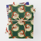 かわいいヴィンテージサンタクロース柄クリスマス ラッピングペーパーシート (インサイチュ)