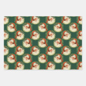 かわいいヴィンテージサンタクロース柄クリスマス ラッピングペーパーシート (正面)