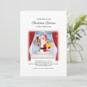 かわいいヴィンテージサンタクロース窓クリスマスディナー 招待状 (スタンド正面)