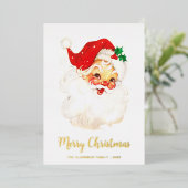 かわいいヴィンテージサンタクロース 箔シーズンカード (立ち正面)