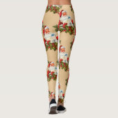 かわいいヴィンテージサンタパターン、クリスマス レギンス (裏面)