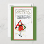 かわいいヴィンテージサンタ・クリスマスの挨拶の詩 ポストカード (正面/裏面)