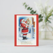 かわいいヴィンテージサンタ・クリスマスの詩 ポストカード (スタンド正面)