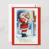 かわいいヴィンテージサンタ・クリスマスの詩 ポストカード (正面/裏面)
