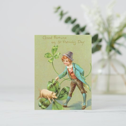 かわいいヴィンテージサンパトリックの日はがき シーズンポストカード (スタンド正面)