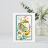 かわいいヴィンテージシック、イースターエッグとデイジー ポストカード (スタンド正面)