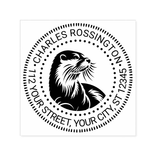 かわいいヴィンテージシーオッタースケッチ#2名前アドレス セルフインキングスタンプ (デザイン)