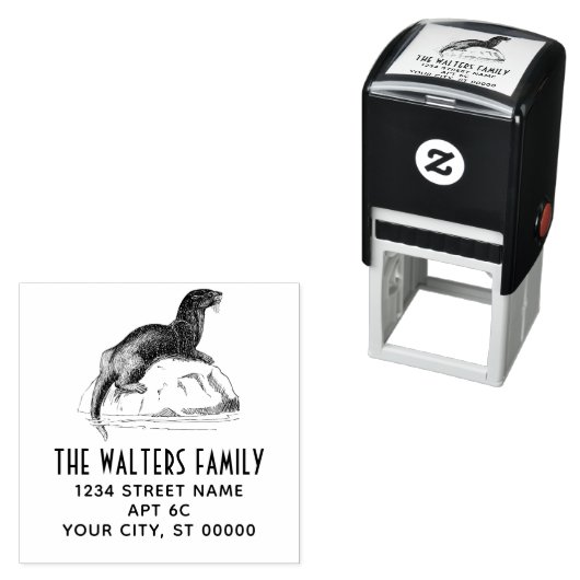 かわいいヴィンテージシーオッターネーム差出人住所 セルフインキングスタンプ (インサイチュ)