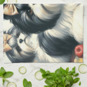 かわいいヴィンテージシーズー(犬)ツ絵画ズ キッチンタオル (折り畳み)