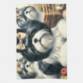 かわいいヴィンテージシーズー(犬)ツ絵画ズ キッチンタオル (縦)