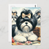 かわいいヴィンテージシーズー（犬）ツ絵画ズ ポストカード (正面/裏面)