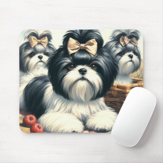 かわいいヴィンテージシーズー（犬）ツ絵画ズ マウスパッド (マウス)