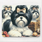 かわいいヴィンテージシーズー（犬）ツ絵画ズ マウスパッド (正面)