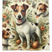 かわいいヴィンテージジャックラッセルテリア シャワーカーテン (正面)