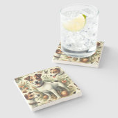 かわいいヴィンテージジャックラッセルテリア ストーンコースター (横)