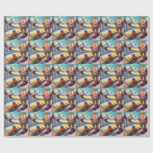 かわいいヴィンテージスキーピンアップ ラッピングペーパー (フラット)