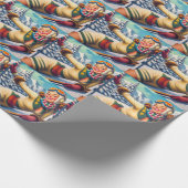 かわいいヴィンテージスキーピンアップ ラッピングペーパー (角)