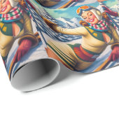 かわいいヴィンテージスキーピンアップ ラッピングペーパー (ロールコーナー)