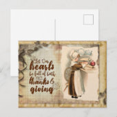 かわいいヴィンテージスタイルの感謝祭のお便り ポストカード (正面/裏面)