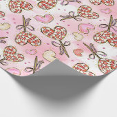 かわいいヴィンテージスタイルハートキャンディスッカーヴァレンティネス ラッピングペーパー (角)