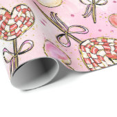 かわいいヴィンテージスタイルハートキャンディスッカーヴァレンティネス ラッピングペーパー (ロールコーナー)