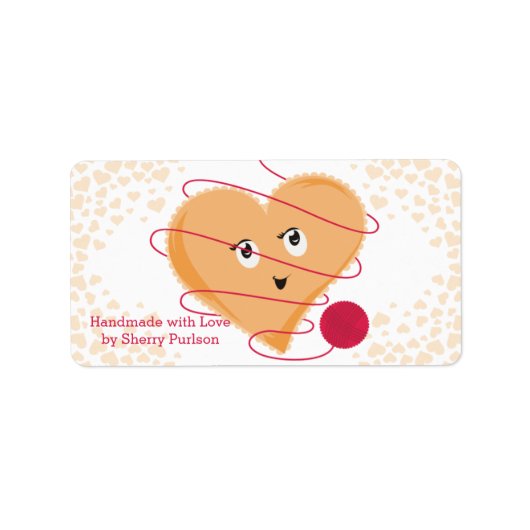 かわいいヴィンテージスタイルハート編み物の編み糸 ラベル (正面)