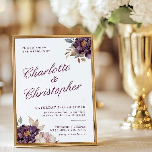 かわいいヴィンテージスタイル結婚式招待状、紫色の流れ