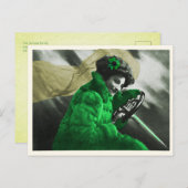 かわいいヴィンテージセントパトリックの日グリーンガールin車 シーズンポストカード (正面/裏面)