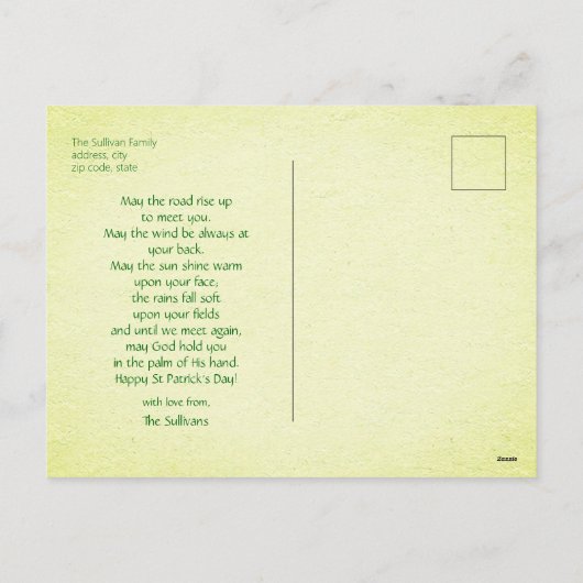 かわいいヴィンテージセントパトリックの日グリーンガールin車 シーズンポストカード (裏面)