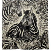 かわいいヴィンテージゼブラパターン シャワーカーテン (正面)