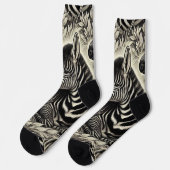 かわいいヴィンテージゼブラパターン ソックス (左)