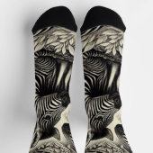 かわいいヴィンテージゼブラパターン ソックス (上部)
