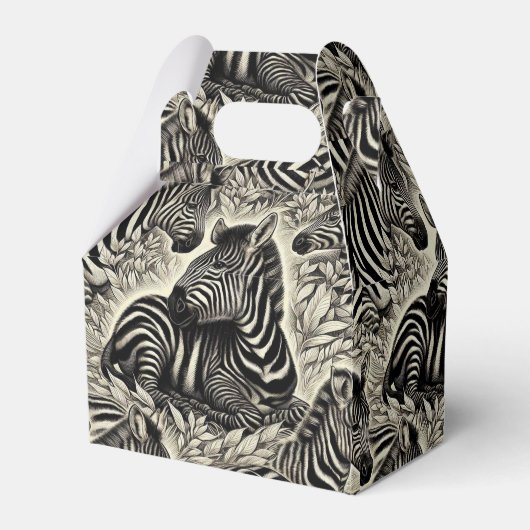 かわいいヴィンテージゼブラパターン フェイバーボックス (正面サイド)