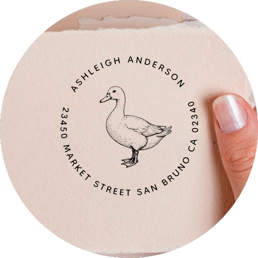 かわいいヴィンテージダックファミリーの名前と差出人住所 セルフインキングスタンプ