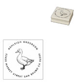 かわいいヴィンテージダックファミリーの名前と差出人住所 ラバースタンプ (押印)