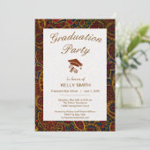 かわいいヴィンテージダークブラウンペイズリー卒業パーティー 招待状 (スタンド正面)