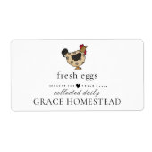 かわいいヴィンテージチキンファーム卵カートン ラベル (正面)