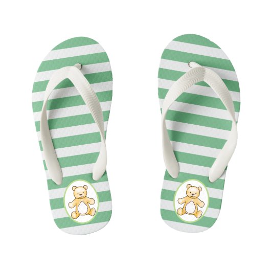 かわいいヴィンテージテディベアスケッチ キッズビーチサンダル (フットベッド)