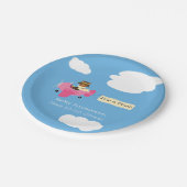 かわいいヴィンテージテディベアパイロットガールバビシャワー ペーパープレート (アングル)